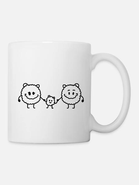 Mama Papa Kind - Monsterchen - Line - Tasse - Weiß