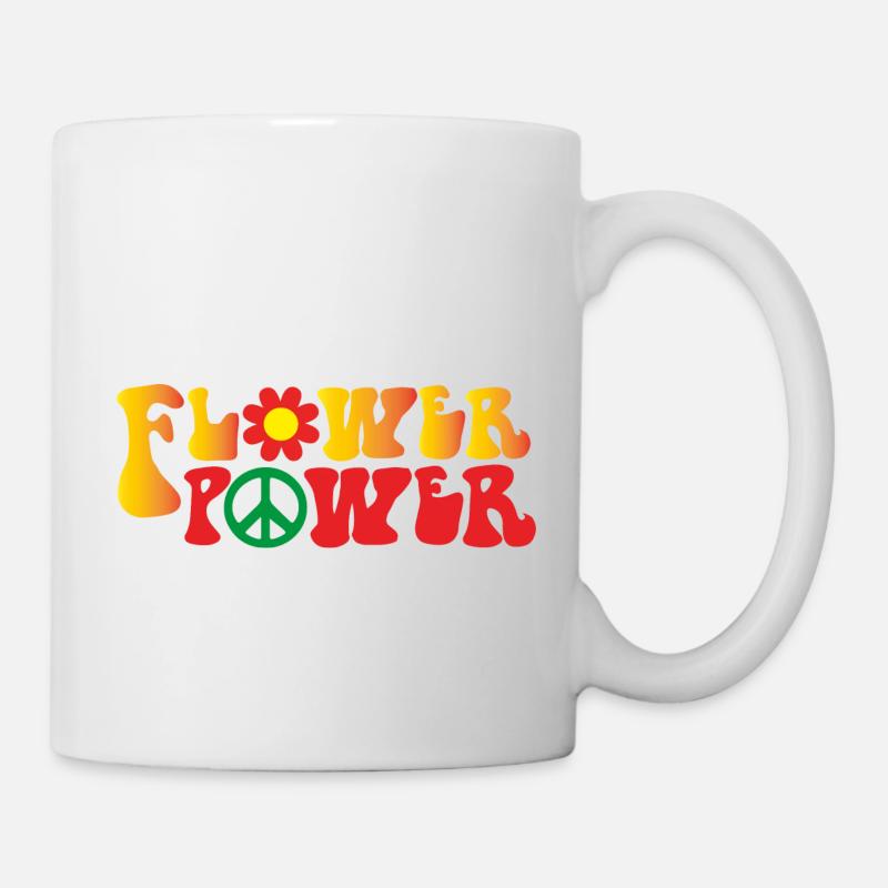Peace World Paix Flower Power Gift Années 70 Amour - Mug blanc - blanc