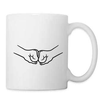 2 Bro Fist clenched fists friends team greeting - Mug - white - Right