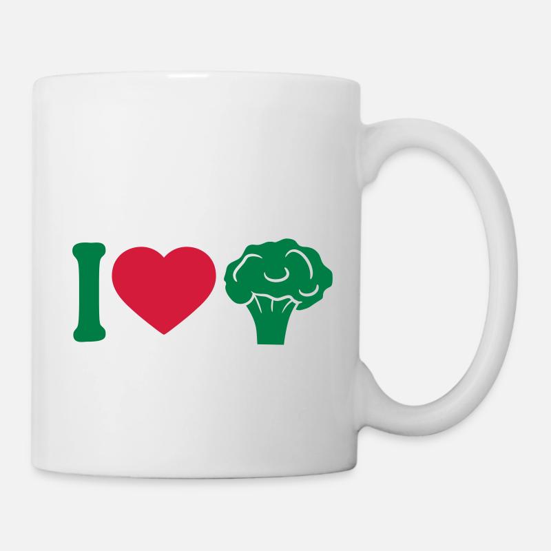 J'adore le logo de légumes brocoli Herz - Mug blanc - blanc