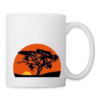 Singe du coucher du soleil de l'Afrique arbre - Mug blanc - blanc - Droite