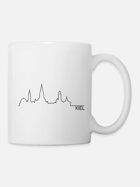 Skyline Kiel Silhouette Name - Tasse - Weiß