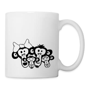 Singe famille 2 enfants garçon papa maman parents - Mug blanc - blanc - Droite