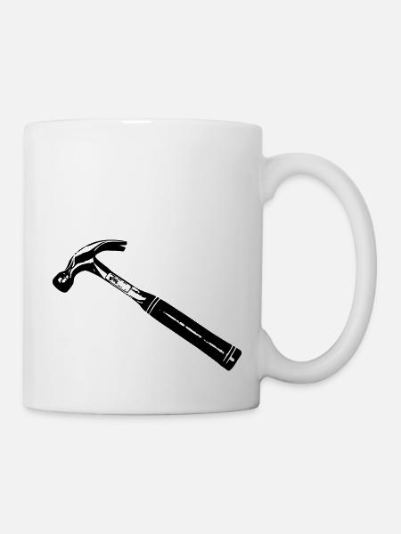 Hammer T-shirt, carpenter work, Self Employed, - Mug - white