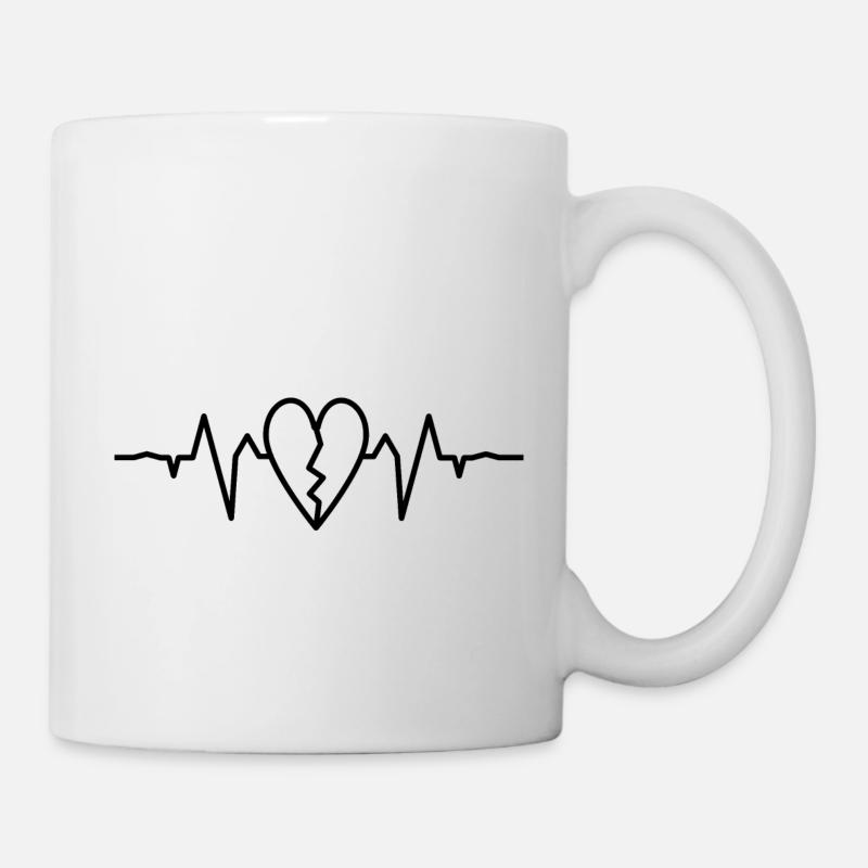 Heart ekg black - Mug - white