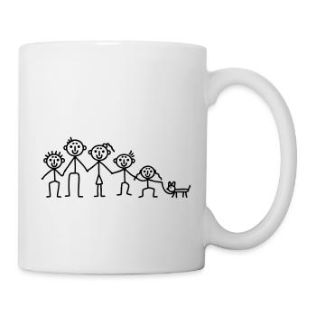 Familie mit Hund - Tasse - Weiß - Rechts