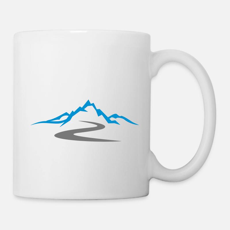 Landschaft - Berge Straße - Tasse - Weiß