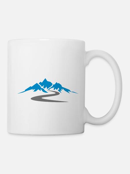 Landschaft - Berge Straße - Tasse - Weiß