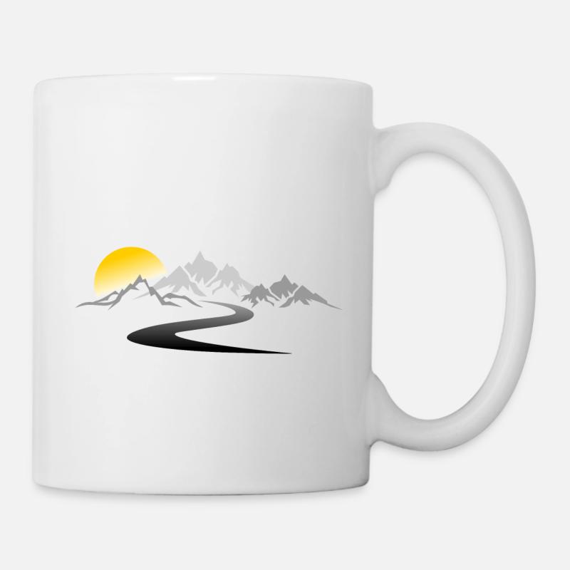 Reise - Berge Straße - Tasse - Weiß