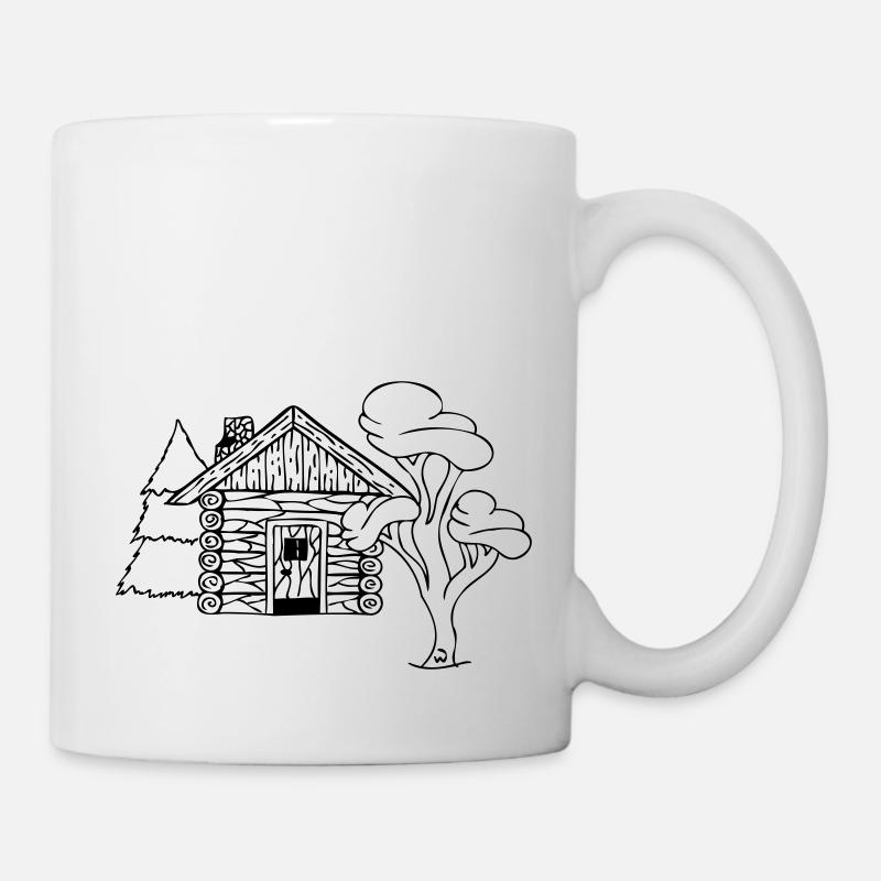 Cube de cabane en bois - Mug blanc - blanc