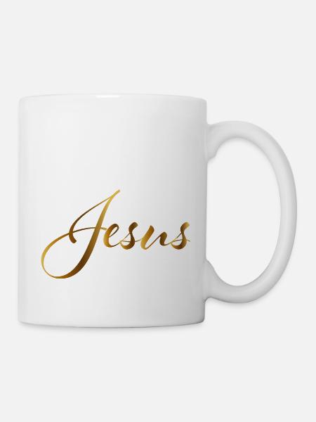 Jésus lettrage or - Mug blanc - blanc