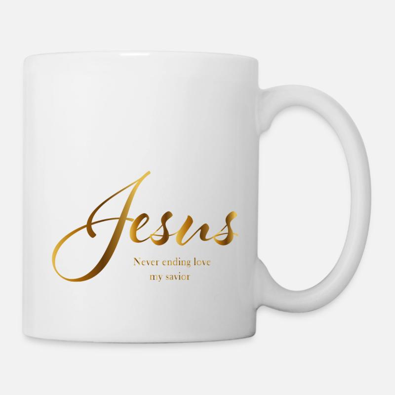 Jesus lettering gold never ending love my savior - Mug - white