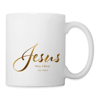 Jésus lettrage roi d'or des rois, mon sauveur - Mug blanc - blanc - Droite