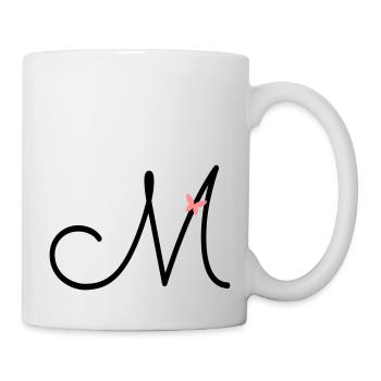 Lettre M Lettre initiale Papillon - Mug blanc - blanc - Droite