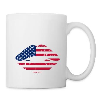 USA flag mouth - Mug - white - Right
