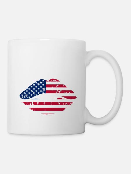 Bouche de drapeau USA - Mug blanc - blanc