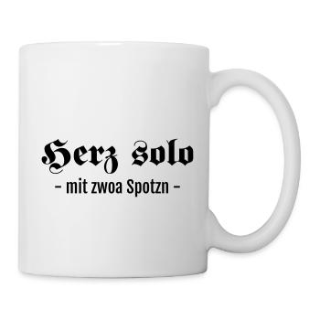 herz solo - zwoa spotzn II Schafkopf & Lederhose - Tasse - Weiß - Rechts