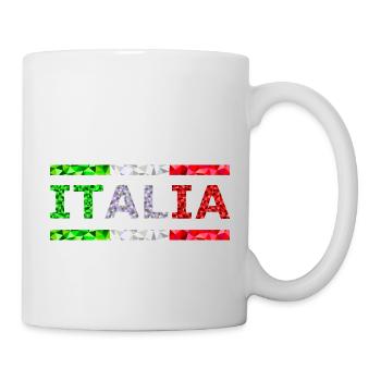 Italien Text und Fahne als Streifen low poly - Tasse - Weiß - Rechts
