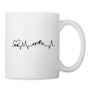Motif de lignes de cœur avec des montagnes et un cadeau de cœur - Mug blanc - blanc - Droite