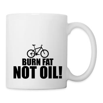 burn fat not oil mountainbike - Tasse - Weiß - Rechts