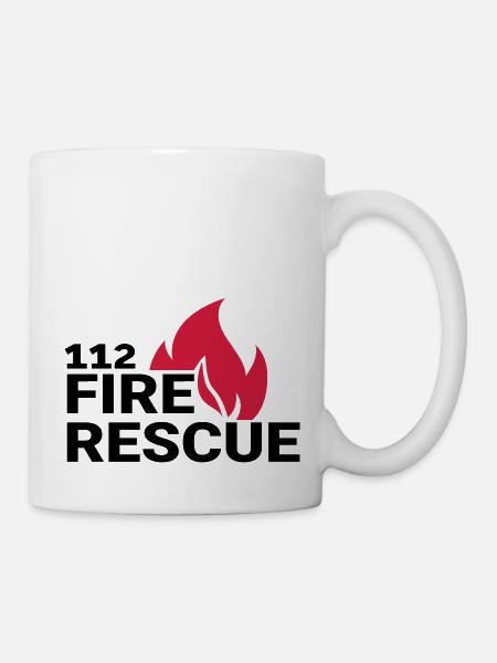 112 Feuerrettung - Tasse - Weiß