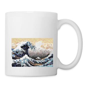 La grande vague au large de Kanagawa Art abstrait à l'huile - Mug blanc - blanc - Droite