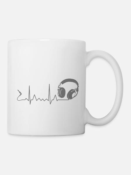 Kopfhörer Herzschlag Puls Beat EKG Musik - Tasse - Weiß