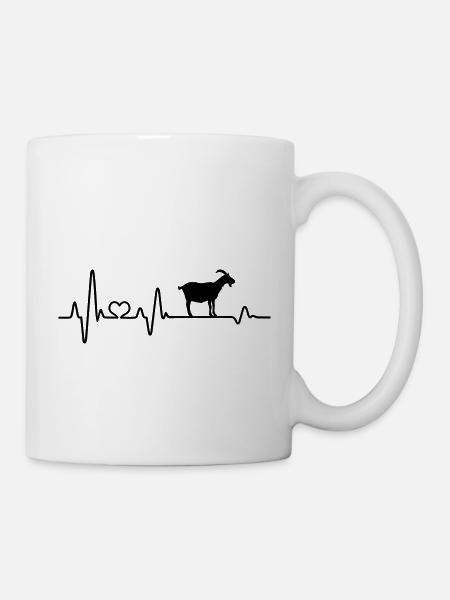 Ziege Ziegenbock EKG Herzschlag Ziegen Zicke Bauer - Tasse - Weiß
