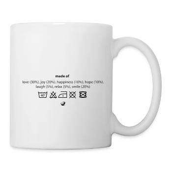Material designation and washing symbols Illustration - Mug - white - Right