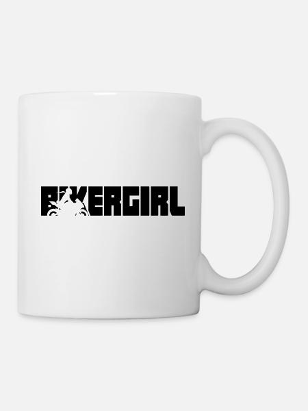 Bikergirl Supersportler Motorradfahrerin Nakedbike - Tasse - Weiß