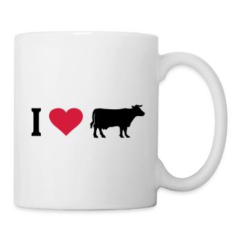 Kuh Kühe Herz I Love Bauernhof Bauer Landwirt Rind - Tasse - Weiß - Rechts
