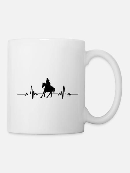 Pferd Herzschlag Reiterin Reiten EKG Reitverein - Tasse - Weiß