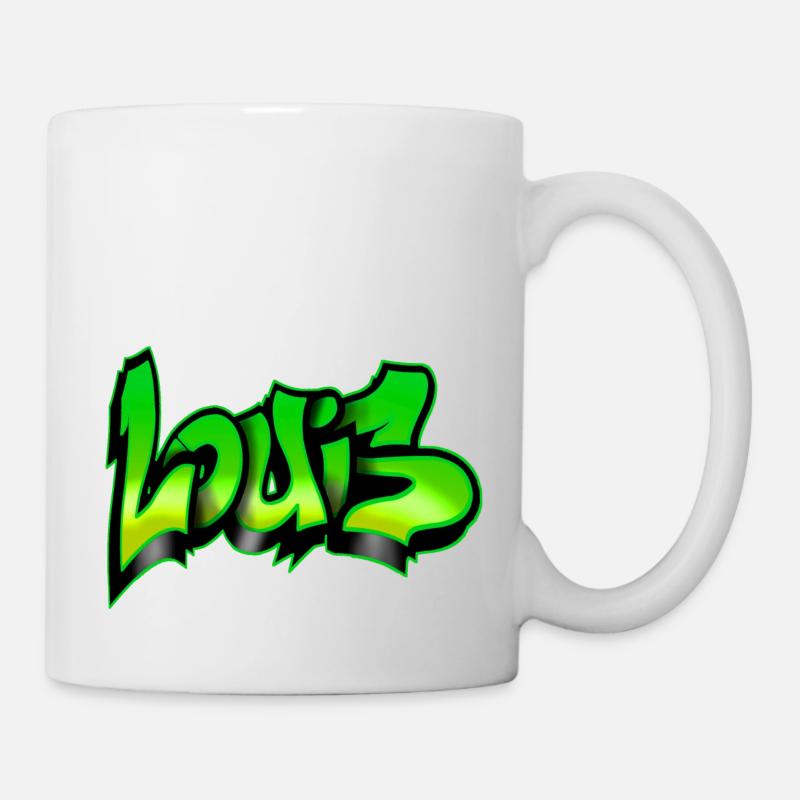 graffiti name prenom LOUIS VERT GREEN - Mug blanc - blanc