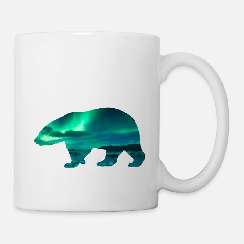 Eisbär Nordlichter Design - Tasse - Weiß