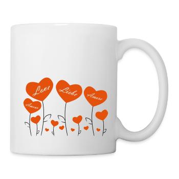 Blumen Herz Liebe in allen Sprachen - Tasse - Weiß - Rechts