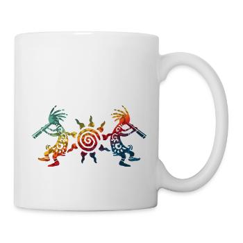 Native American Kokopelli Duo With Sun 2 - Mug - white - Right