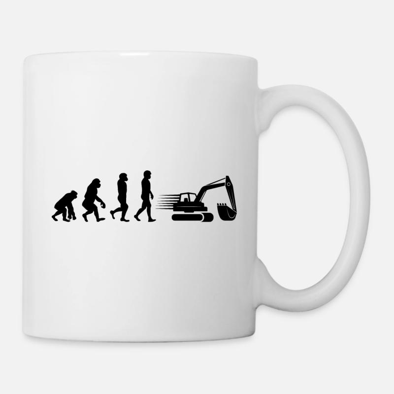 Bagger Bagger Operator Evolution Lustig - Tasse - Weiß