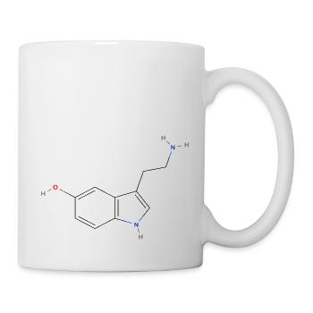 Serotonin-Molekül - Farbige Strukturformel - Tasse - Weiß - Rechts