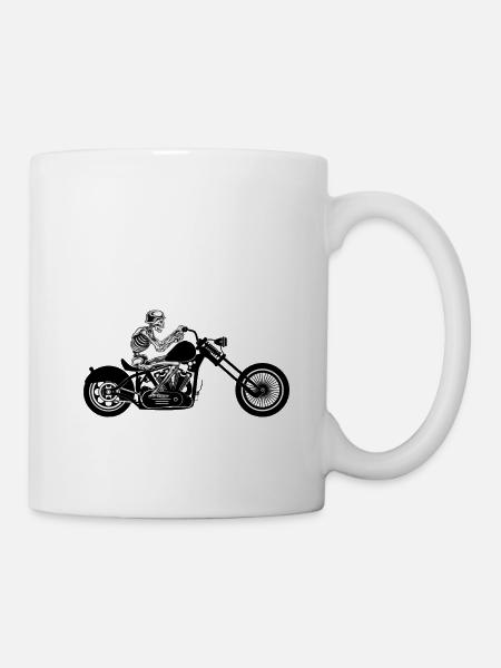 skeleton motorcycle, motorcycle t shirts,motorbike - Mug - white