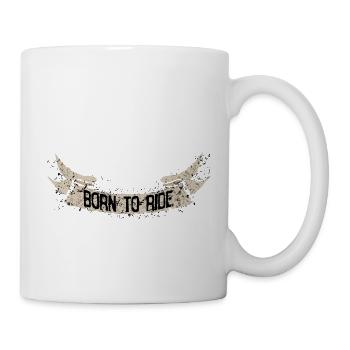 banner born to ride quote biker - Mug - white - Right