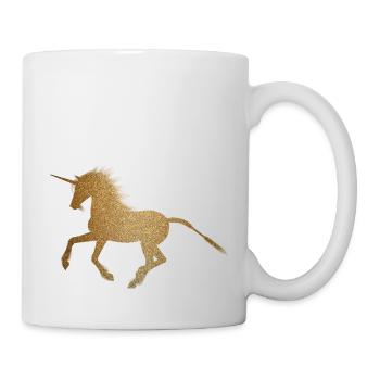 Einhorn, Gold, Glitzer - Tasse - Weiß - Rechts