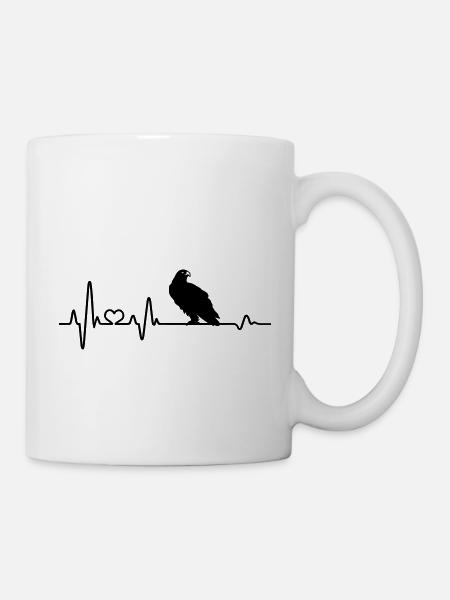 Heartbeat eagle bird of prey ECG pulse beat - Mug - white