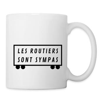 Les routiers sont sympas - illus camion remorque - Mug blanc - blanc - Droite
