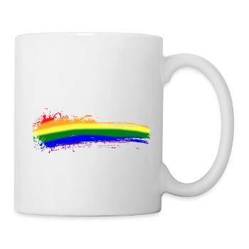 Farbstrich Bunt Regenbogen LGBTQ Zensur Symbol - Tasse - Weiß - Rechts