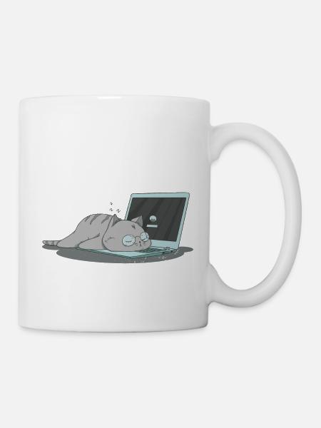 Sleeping cat i love home office - Tasse - Weiß