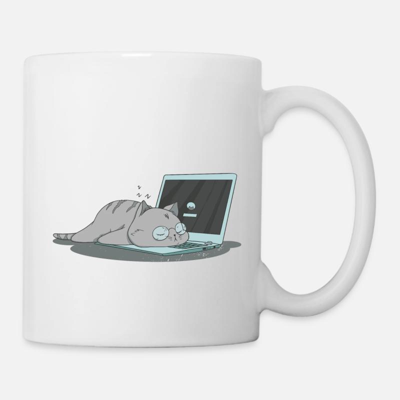 Sleeping cat i love home office - Tasse - Weiß