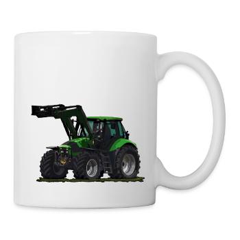 Tracteur vert clair avec chargeur frontal - Mug blanc - blanc - Droite