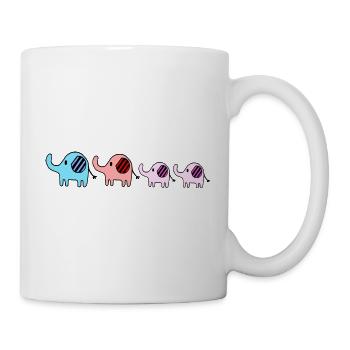 Elefanten Familie 2 Töchter Geschenk zur Geburt - Tasse - Weiß - Rechts