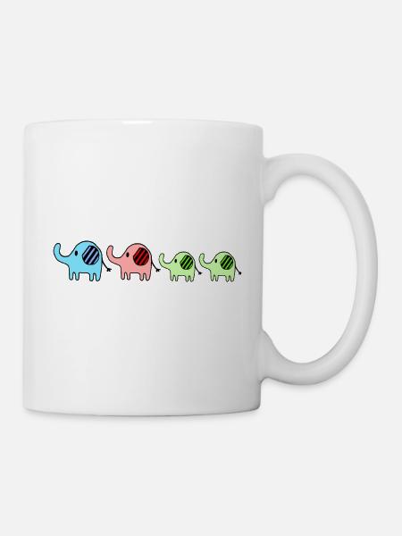 Elefanten Familie 2 Söhne Geschenk Eltern - Tasse - Weiß