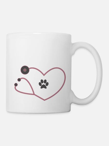 Stéthoscope vétérinaire vétérinaire vétérinaire - Mug blanc - blanc